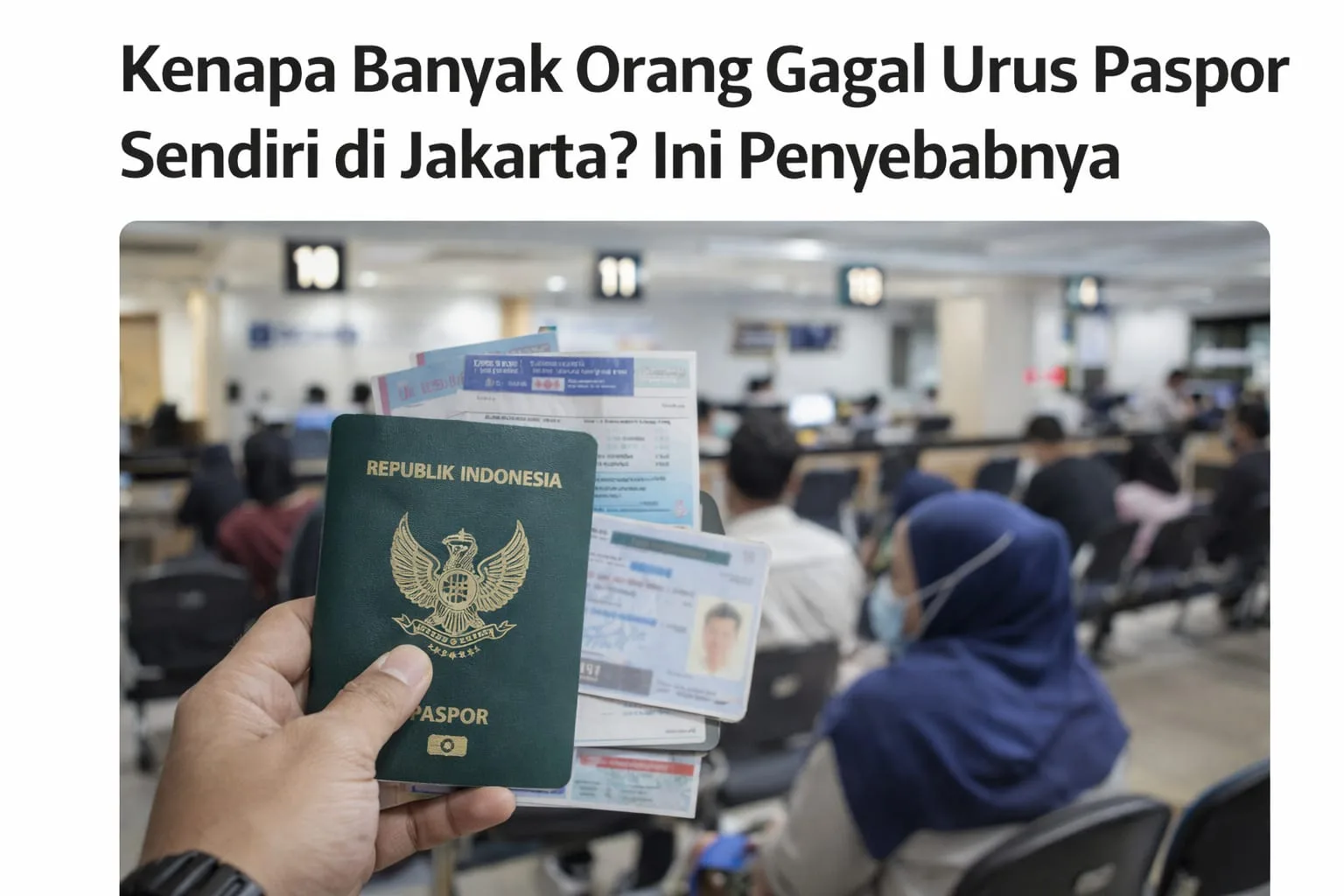 Pemohon mengalami kendala saat mengurus paspor sendiri di Jakarta karena jadwal imigrasi penuh dan dokumen tidak sesuai ketentuan