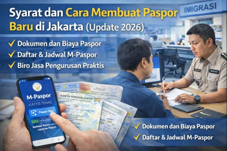 Syarat dan cara membuat paspor baru di Jakarta 2026, pemohon mengurus paspor di kantor imigrasi menggunakan aplikasi M-Paspor dengan dokumen KTP dan paspor