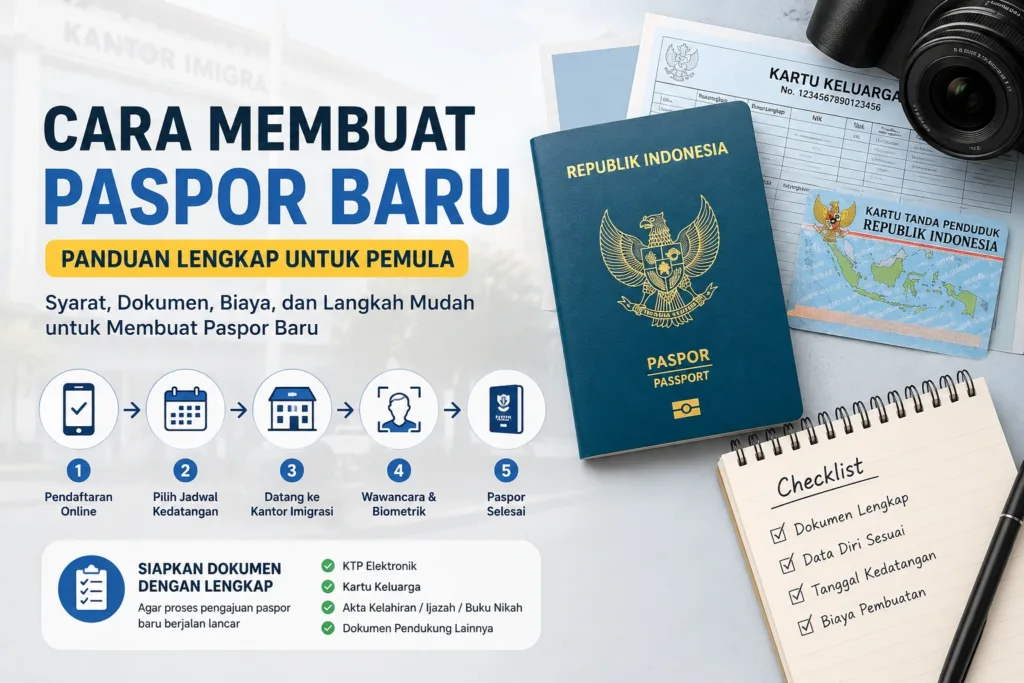 Cara membuat paspor baru 2026 lengkap dengan syarat, dokumen, biaya, dan langkah pengajuan paspor di Indonesia